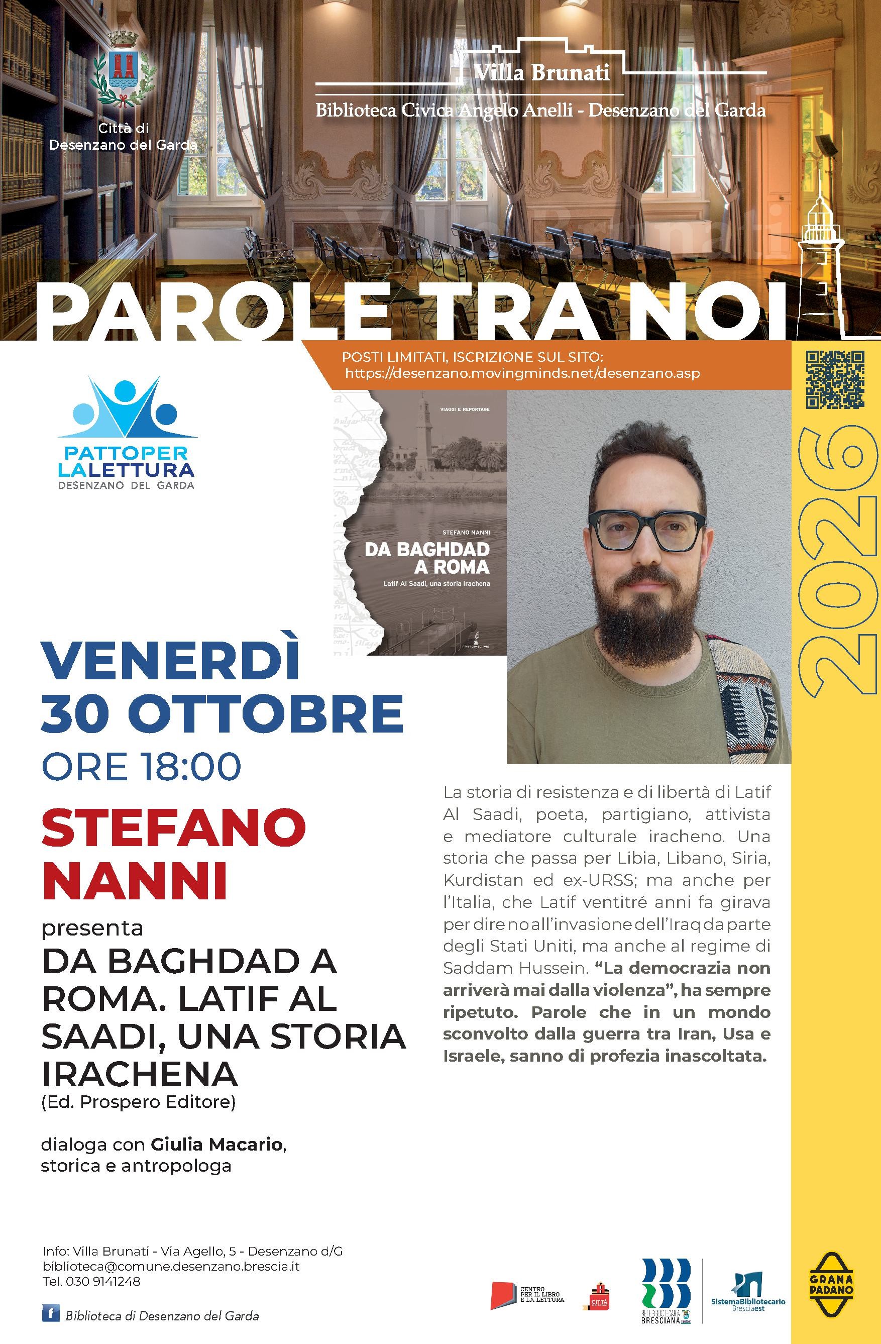 venerdì 30 OTTOBRE, ore 18:00 PAROLE TRA NOI: Stefano Nanni